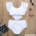 Paymenow Women's Plus Size Solid Color Ruffled High Waisted Swimsuit Bathing Suits Bikini Set White B07B48MSJ5